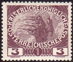 Austria B3 - Mint-H - 3h + 1h The Firing Step (1915) (cv $1.20)