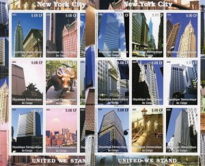 Twinn Towers/New York City/United we Stand 2 Sheetlets Perforated MNH Congo 2002