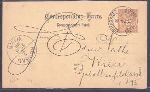 CZECHOSLOVAKIA 1890 AUSTRIA 2k  postcard used ex KONINGGRATZ...............53841