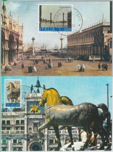 81204 - ITALY - Postal History -  set od 2 MAXIMUM CARD -  ART Venezia    1973