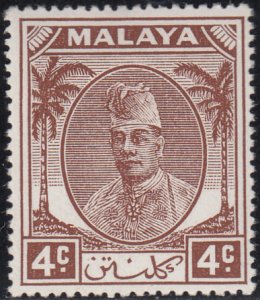 Malaya  Kelantan 1951 MH Sc 53 4c Sultan Ibrahim