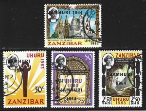 ZANZIBAR  Scott # 301-304 Used Set Overprinted Stamps 2019 CV $1.35