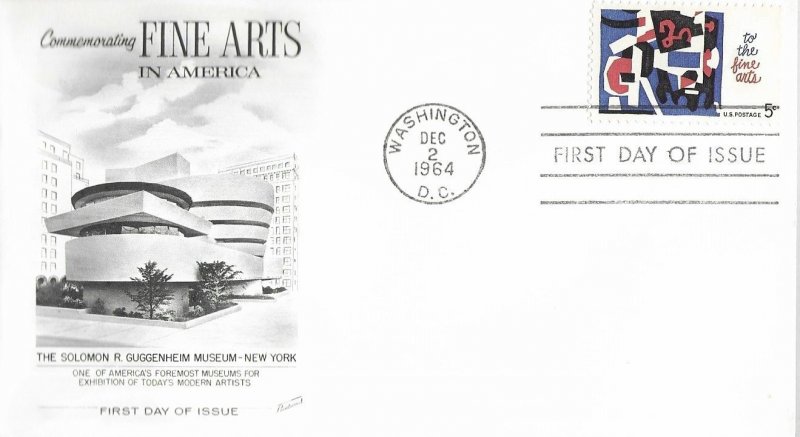1964 FDC, #1259, 5c The Fine Arts, Fleetwood