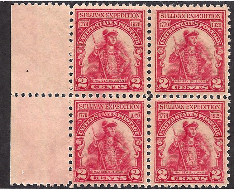 657 MINT,OG,NH... Left Margin Block of 4