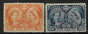 CANADA #35-36-37, 41, 51, 54 Mint -- C$650.00 (Small Queen and Jubilee)