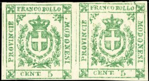 Modena Stamps # 10 MH F Pair Scott Value $2,750.00