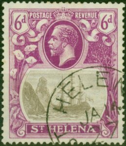 St Helena 1922 6d Grey & Bright Purple SG104c 'Cleft Rock' V.F.U