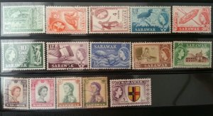 1955 Sarawak QE II definitive series Malaysia (complete set stamp 15v) Used