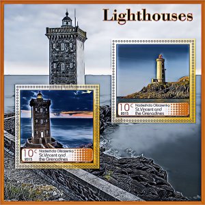 Stamps. Lighthouses 2015  year 1+1 sheets perforated