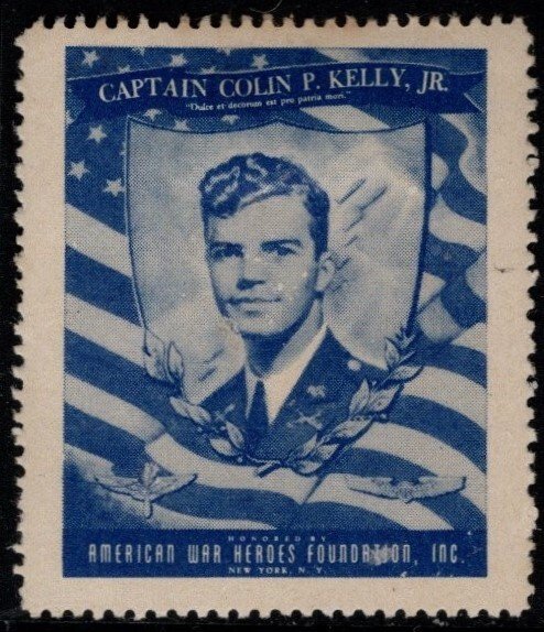 1940's US Poster Stamp American War Heroes Foundation Captain Colin Kell...