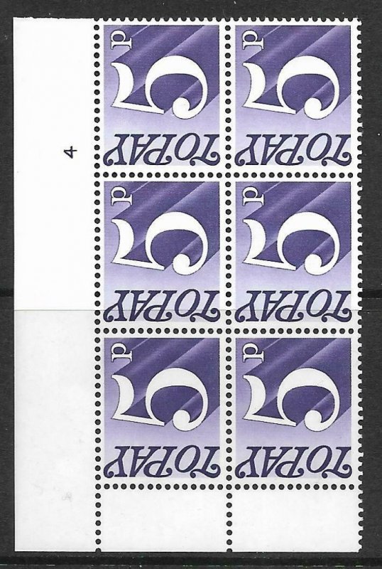 Sg D82 5p 1970 Decimal Postage Due Cyl 4 no dot UNMOUNTED MINT/MNH