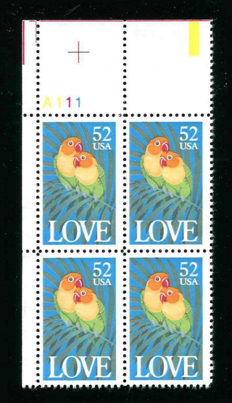 # 2537 Lovebirds 52¢ MNH Plate Block