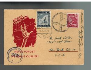 1946 Austria Mauthausen Concentration Camp Postcard Memorial Cover to USA Isler