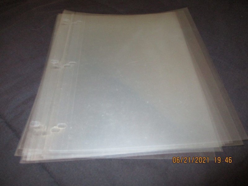 10 Used Clear Light Plastic Sheet Protectors for a 3 Hole Binder - I Combine S/H