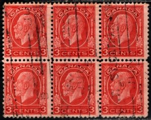 1932 Canada Scott #- 197 3 Cents King George V Block/6 Used