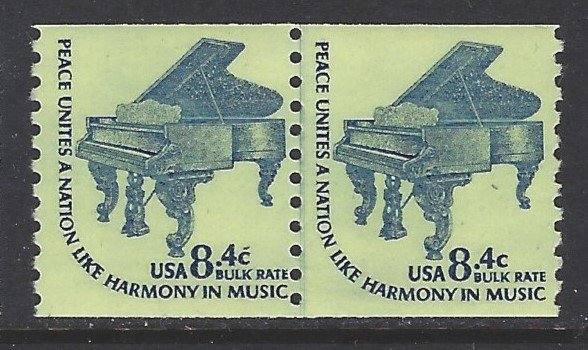 United States, Scott #1615C; 8.4c Steinway Grand Piano, Line Pair, MNH