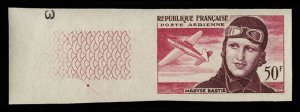 France, Air Post #C33 (YT PA34) Cat€90, 1955 Bastie, imperf. sheet margin s...