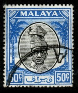 MALAYA PERAK SG145 1950 50c BLACK & BLUE FINE USED