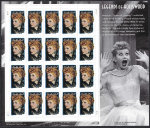 United States #3523 34¢ Lucille Ball (2001).  Mini-sheet of 20 stamps. MNH