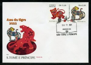 SAO TOME 2021 YEAR OF THE TIGER SET FIRST DAY COVER