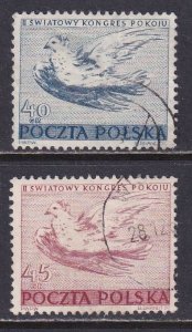 Poland 1950 Sc 487-8 Dove by Picasso World Peace Congress Stamp Used