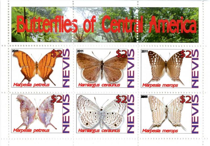 NEVIS SHEET CINDERELLA BUTTERFLIES INSECTS