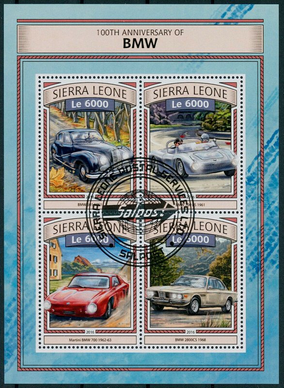 Sierra Leone 2016 CTO Cars Stamps BMW Martini 700 RS BMW 2800CS 4v M/S 