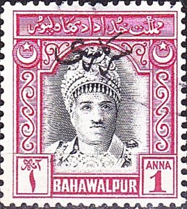 BAHAWALPUR 1948 KGVI 1 Anna Black & Carmine SG22 FU