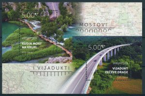 Croatia Architecture Stamps 2021 MNH Bridges & Viaducts Kude's Bridge 2v M/S