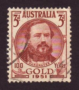 Australia 1951 Sc#244, SG#245 3d Hargraves Gold Mining USED