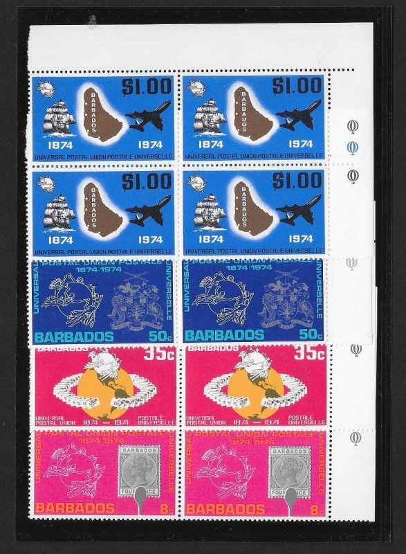 BARBADOS Sc#412-415 Complete Mint Never Hinged Set BLOCKS of 4