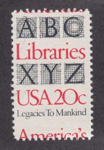 US Sc 2015 MNG. 1982 20c America's Libraries, horizontal MISPERF