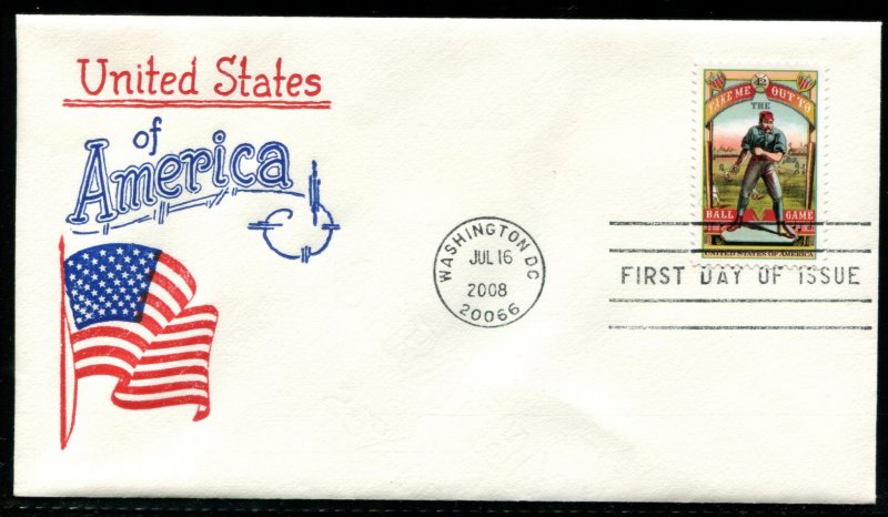 4341 US 42c Take Me Out to the Ball Game SA FDC,  Artopages cachet