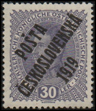 Czechoslovakia B10 - Mint-NH - 30h Karl I (Austria) (1919)