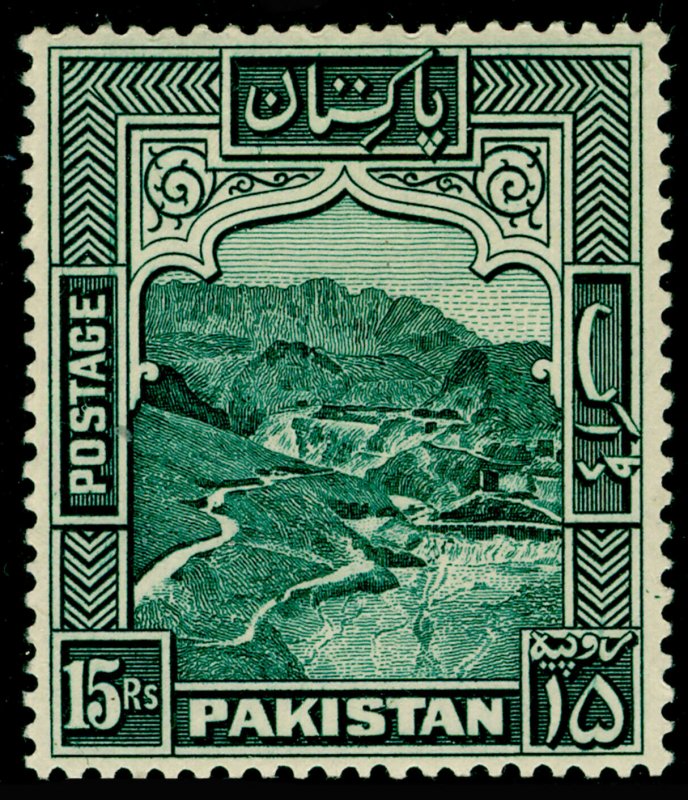 PAKISTAN SG42a, 15r blue-green, LH MINT. Cat £25. PERF 14.