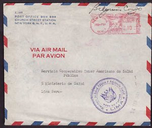 USA cover- #9243-1949 meter to Peru Ministry-New York , NY - Feb 7