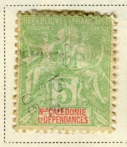 FRENCH COLONIES; NEW CALEDONIA 1900s classic Tablet type used 5c.