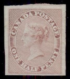 CANADA #8 ½p rose, og, LH, 4 margins, Miller certificate, Scott $1,100.00