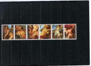 PARAGUAY 1985 PAINTINGS BY RUBENS/NUDES STRIP OF 6 STAMPS MNH