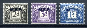 BOIC MEF 1942. POSTAGE DUE. 2d, 3d, 1s stamps. Mint Hinged. SGMD3-MD5.