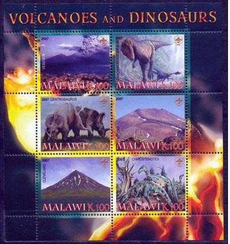 Malawi 2007 Volcanoes Dinosaurs Prehistorics Animals Nature M/S Stamps perf (2)