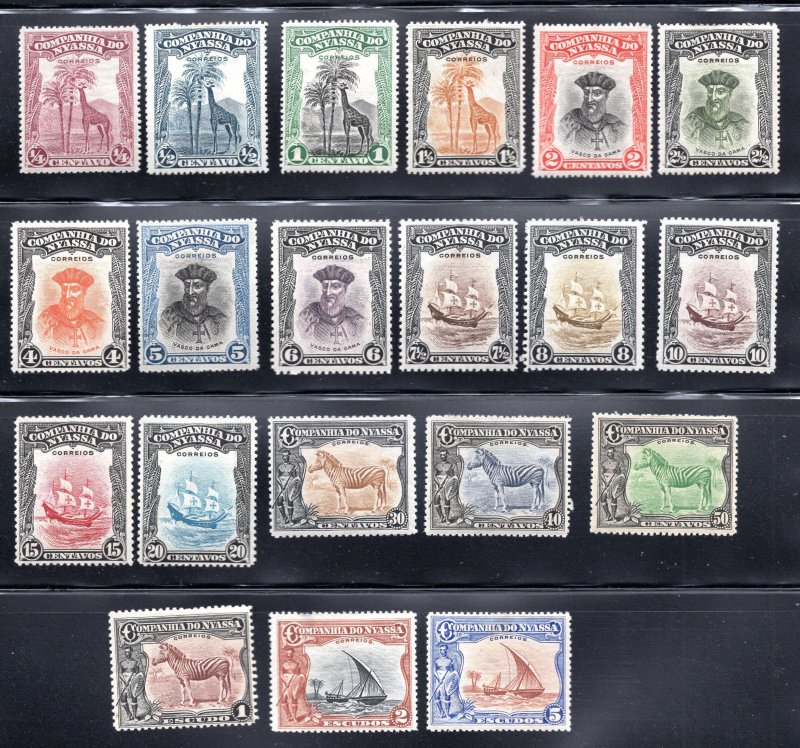 Nyassa 1921-23 Set of 20 Pictorials, Scott 106-125 MH, value = $38.70