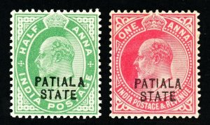 [INDIA] 1903-06 PATIALA STATE ½a + 1a SG 42-43 / SC 41-42 (MH)