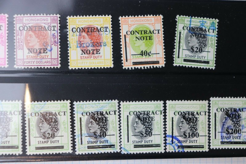 Hong Kong Revenue 19541972 Contract Note Provisional 383/391 399/426 lot $200 DL