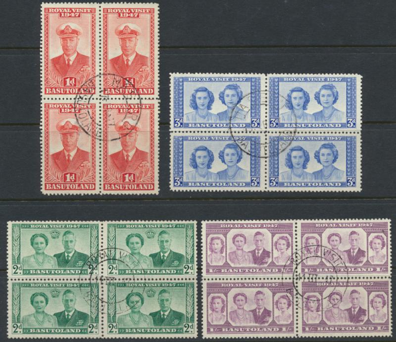 Basutoland  SG 32-35  SC#35-38  Royal Visit cancels  1947   see details