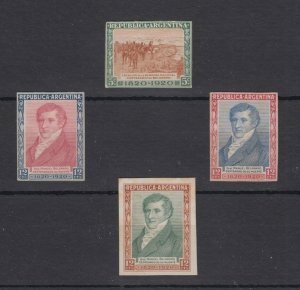 ARGENTINA 1920 BELGRANO Sc 281-282 FOUR IMPERF PROOFS UNISSUED COLORS CHALKY PPR 