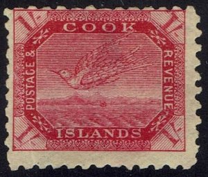 COOK ISLANDS 1893 BIRD 1/- WMK STAR NZ SIDEWAYS PERF 11