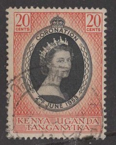 Kenya Uganda # 101  QE II  Coronation 1953  (1)  VF Used