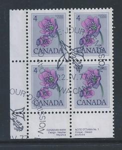 Canada #709 LL PL BL Hepatica 4¢ Used