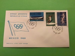 Cyprus First Day Cover Olympics Mexico 1968 Stamp Cover R43241